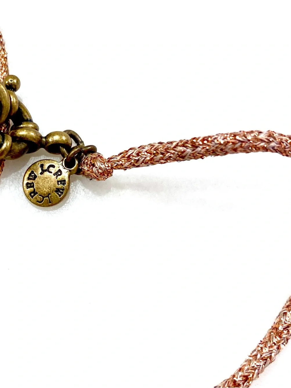 J. Crew Rose Gold Cord Necklace with Pink, White & Clear Beads